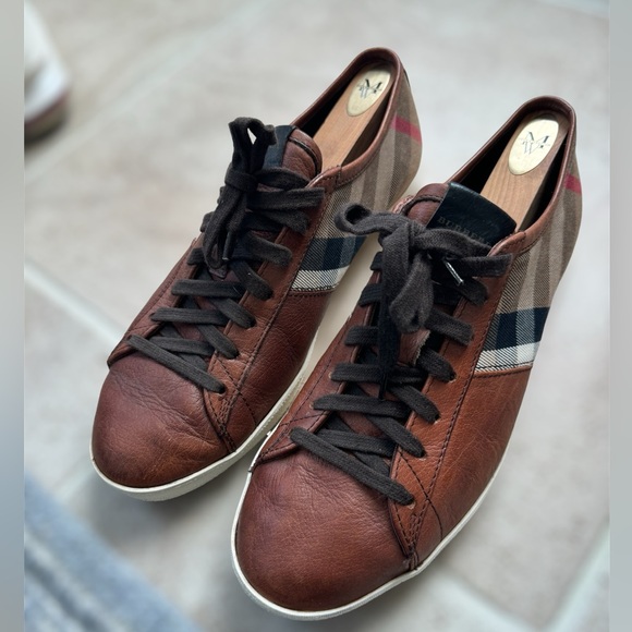 BURBERRY Authentic vintage check print low-top leather sneakers sz EU 42 - Picture 8 of 11